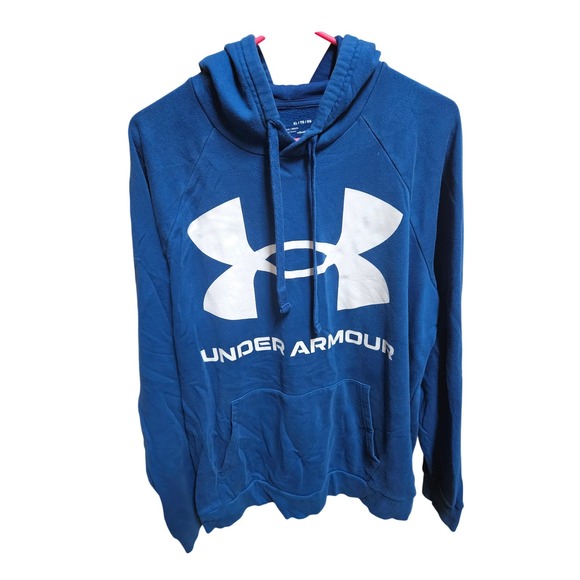 Under Armour Hoodie Mens XL Blue Pullover Long Sleeve Logo Graphic Sweatshirt - Picture 1 of 3